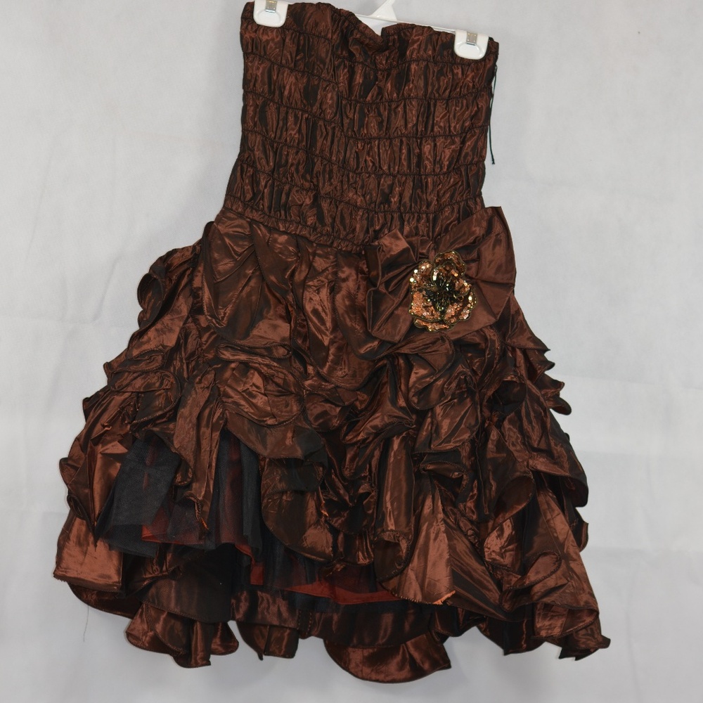 Ruffle Short Prom Dress Strapless SZ 6